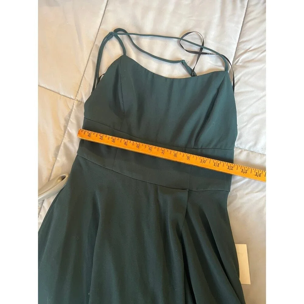 Lulus Dreamy Romance Forest Green Crossover Spaghetti Strap High Slit Maxi Dress
